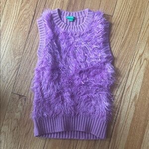 United Colors Of Benetton Lavender Fuzzy Sleeveless Sweater